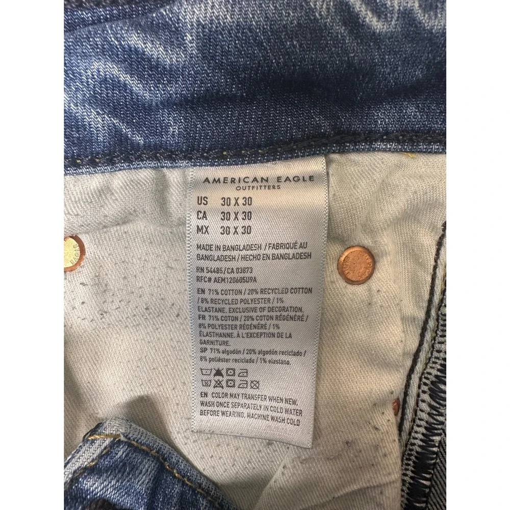 American Eagle Airflex+ Slim Straight Jeans Medium Wash Blue 30x30 Mens Womens